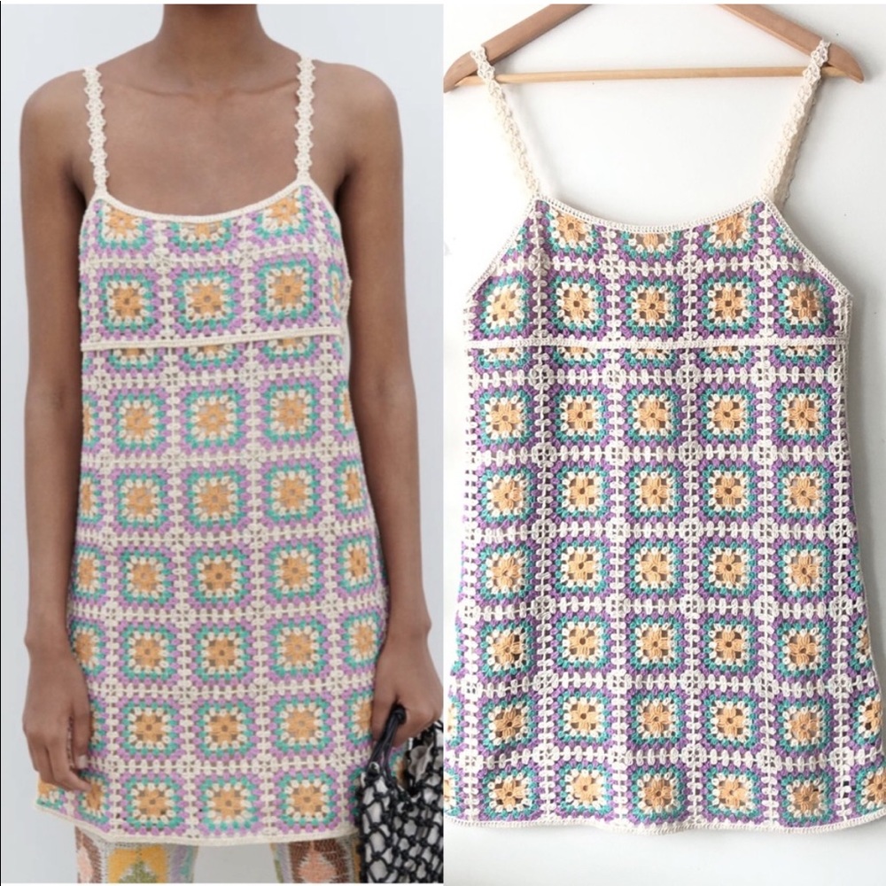 Zara crocheted spaghetti strap dress size small